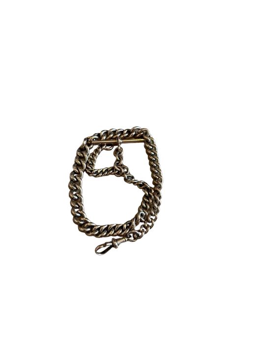 9ct Gold graduated curb link watch albert chain with clip and T-Bar - 34cm long - approx 46.4 grams. - Image 3 of 6