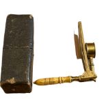 Antique Cased Travelling Brass and Bone Folding Magnifying Glass.