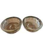 Pair of Orrefors Bowls with Silver Topped Rims - 7 3/4" diameter - 3" tall.