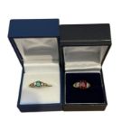 Duo of 9ct Gold and Gemstone Rings - 5.25 grams total weight.