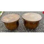 Duo of Antique/Vintage Hawkes&Son Timpani - Kettle Drums - 29 1/4 and 26 1/4 diameter.