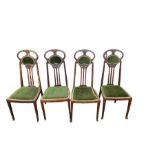 Lot of 4 Antique Mahogany Art Nouveau Chairs.