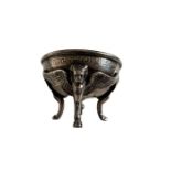 Antique Silver Egyptian Revival Footed Bowl - 3 1/4" diameter and 2 1/8" tall - 145 grams.