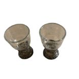 Lot of 2 x Miniature Silver Berthold Muller Silver Holders with decorated Glass Liners.