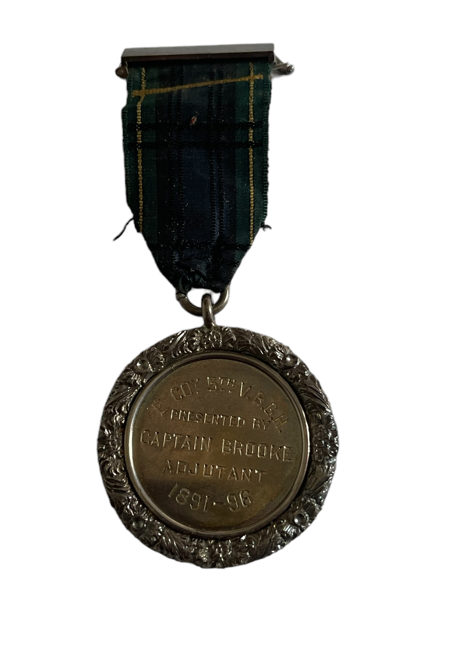 Gordon Highlanders V.B.G.H. Silver medal awarded by Captain Brooke Adjudant 1891-96