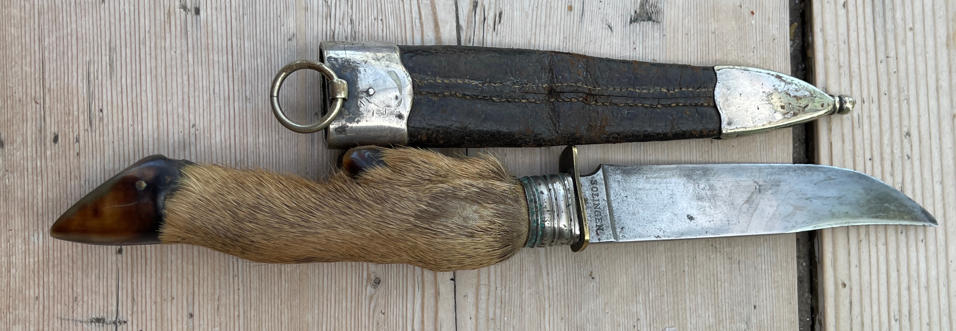 Antique/Vintage? Solingen Blade Deer Foot Handle Knife 11 1/2" - 29cm long. - Image 4 of 6