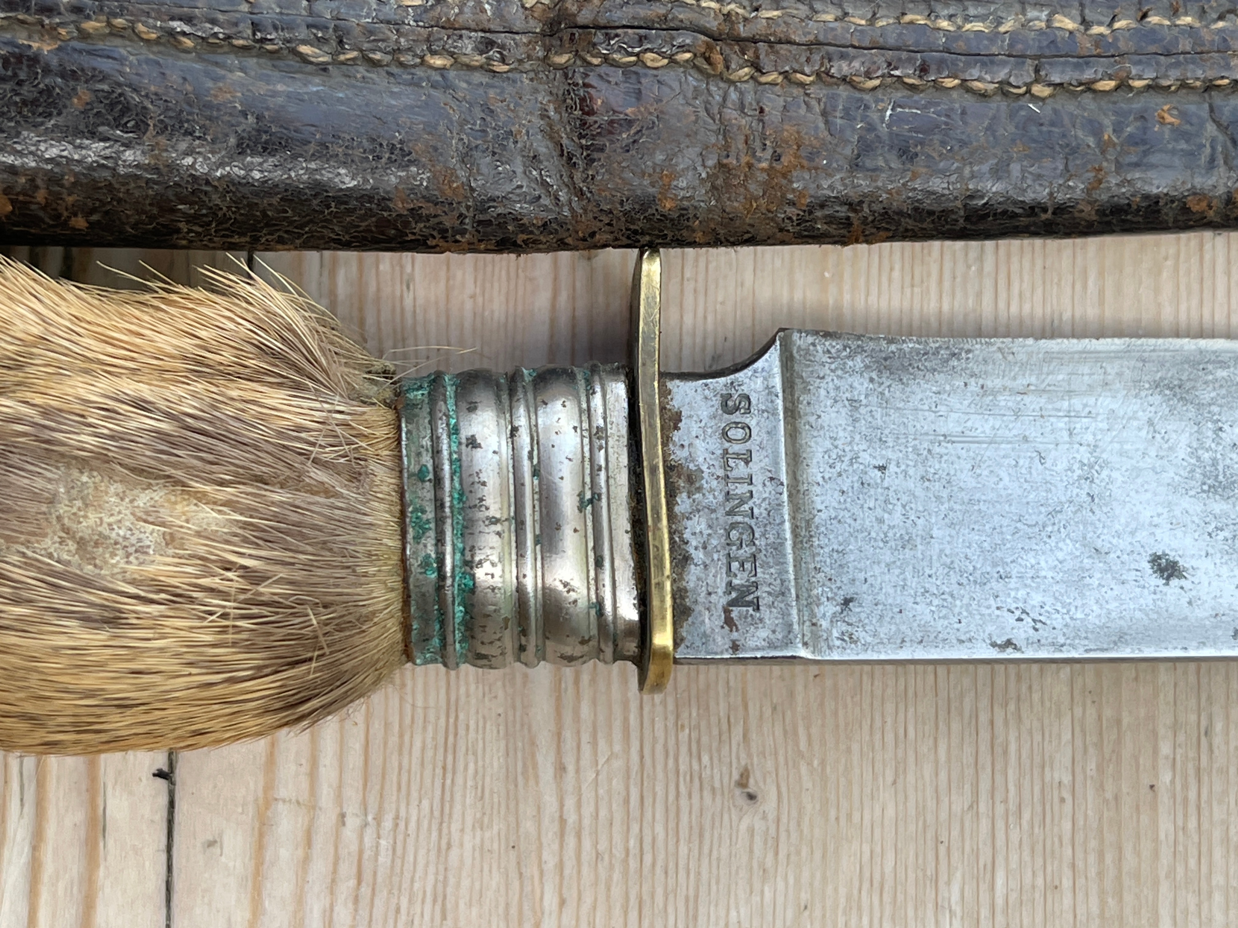 Antique/Vintage? Solingen Blade Deer Foot Handle Knife 11 1/2" - 29cm long. - Image 5 of 6