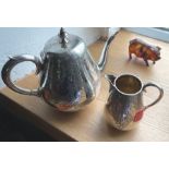 Antique Silver Teapot and Cream Jug