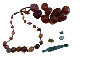Lot of Amber/Bakelite? pieces (107 grams) pieces of Jade and Gemstone Necklace.