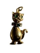 Vintage Gem Set Gold Articulated Cat - 28mm tall and weighing 3.3 grams.