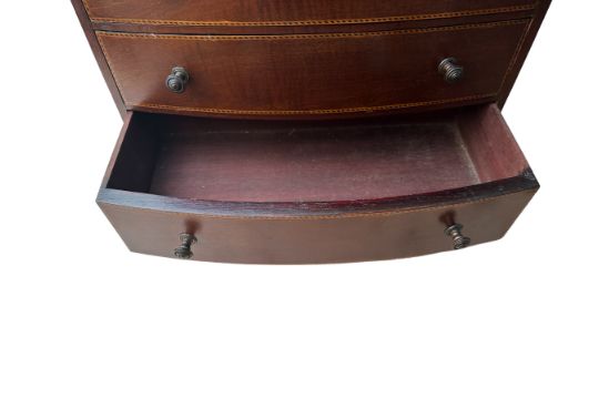 Antique Miniature Mahogany inlaid with stringing Chest of Drawers 15" tall-14 3/4" wide-7" deep - Image 7 of 11