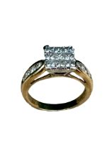 18 K Gold and Diamond Ring - Size N with 1 carat of diamonds.