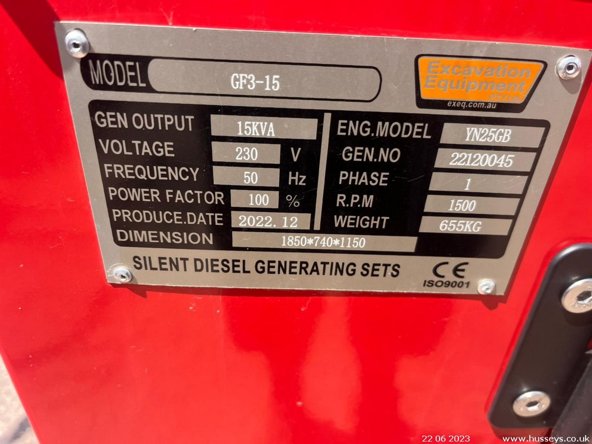 15KVA SILENT DIESEL GENERATOR. ELECTRIC START. UNUSED - Image 4 of 11