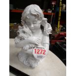 A PARIAN WARE STYLE BUST OF A YOUNG LADY WITH DOG