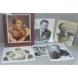 Signed photographs of Mickey Rooney, Red Skelton, Charlton Heston, etc., (6)