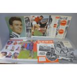 Signed football magazines and pictures including Alan Ball, Ron Flowers, etc. (19)