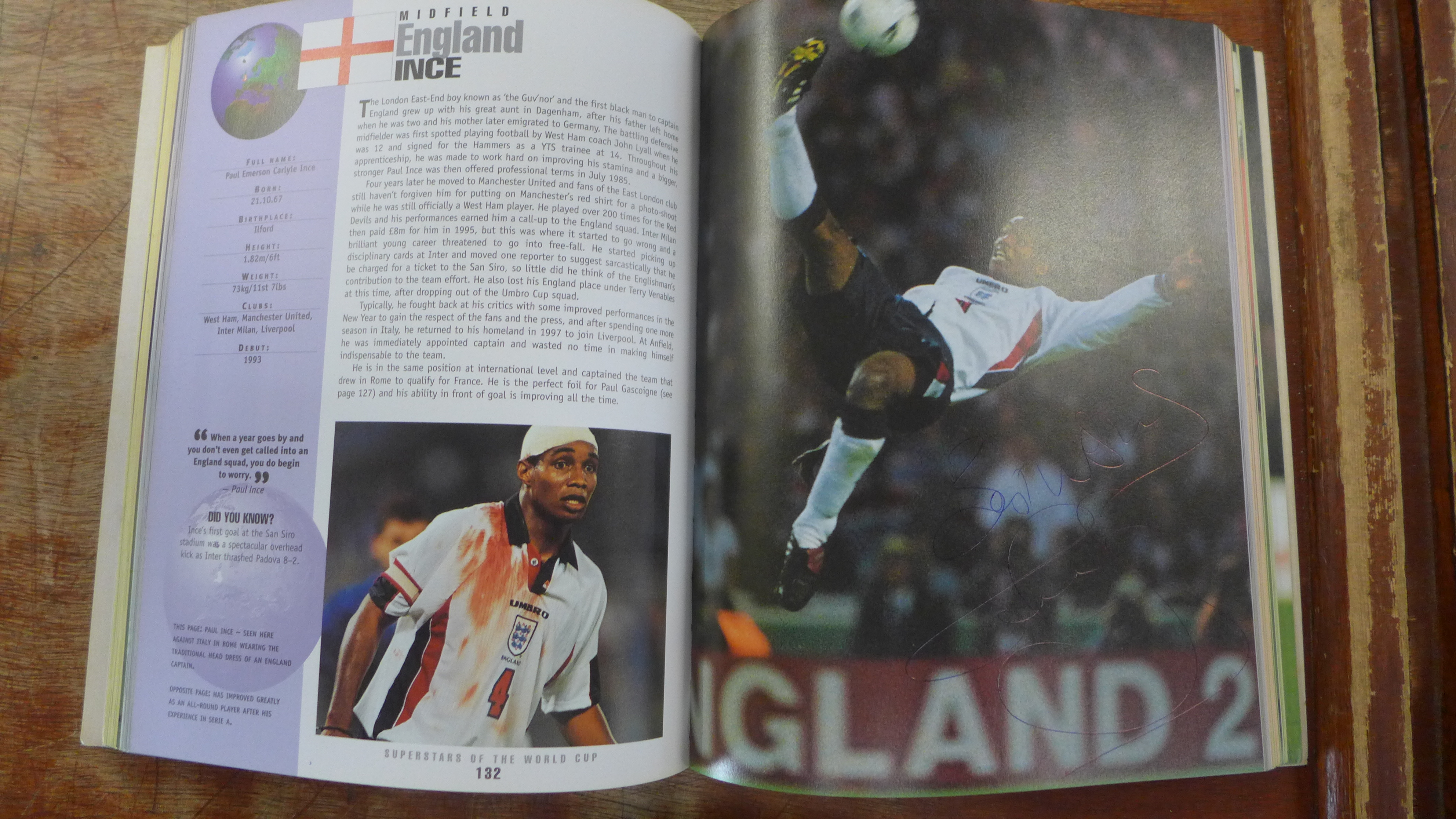 World Cup book signed by Schmeichel, Zola, Ince, Vialli, etc. - Image 3 of 4