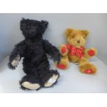 A Harrods Teddy bear hand puppet and a mohair replica 1912 Steiff Teddy bear