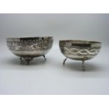 Two white metal bowls, one marked 835 and with Limassol Cyprus related inscription dated 1983, total