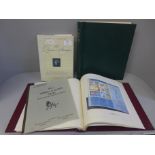 A Stanley Gibbons The Plymouth Album with world Mint stamps, a Simplex blank album and two stamp