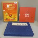 Stamps; China year books for 2014 and 2016 plus special book celebrating creative works in China