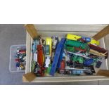 Die-cast model vehicles including nine car transporters, Lesney vehicles, some re-built and re-