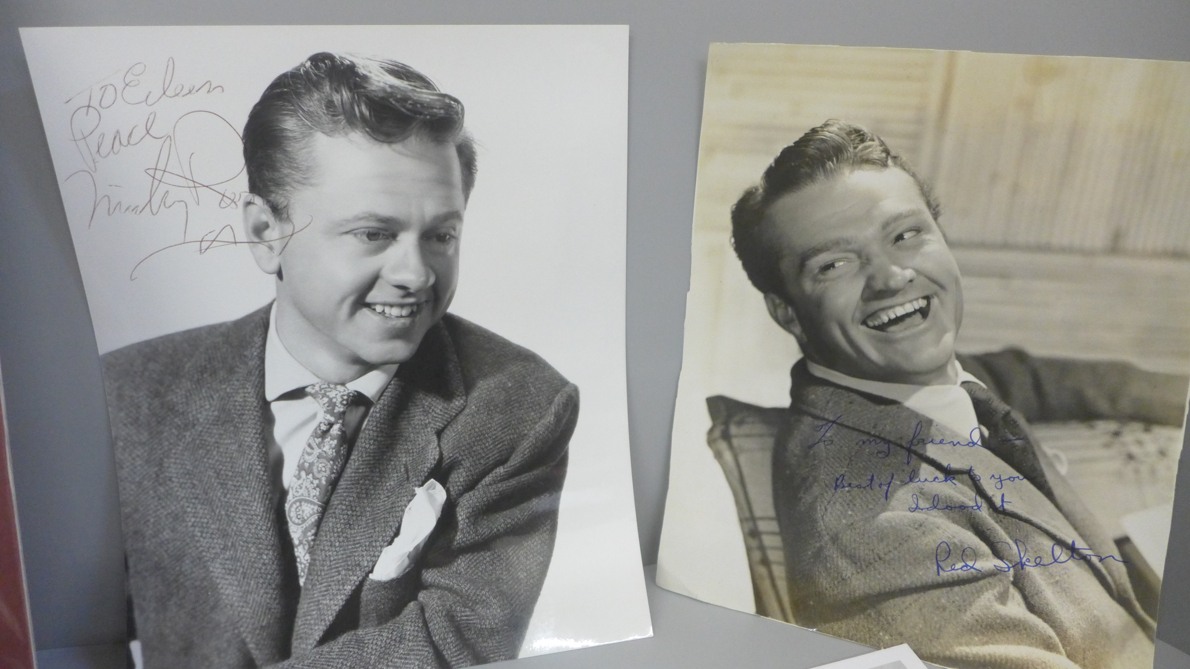 Signed photographs of Mickey Rooney, Red Skelton, Charlton Heston, etc., (6) - Image 4 of 4