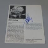 A signed magazine cut-out, Bill Haley