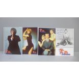 New Avengers, Gareth Hunt x2, Joanna Lumley x2, Patrick McNee autographed promo cards