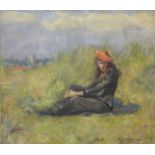 Gertrude Demain Hammond (1862-1953), portrait of Miss Peggy Clark on the beach, signed