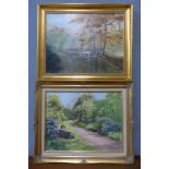 Marjorie Start, two landscapes, oils on board, framed