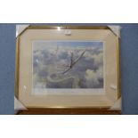 A signed Geoff Hunt aviation print, Defenders of the Realm, framed