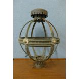 A Victorian bronze spherical gas lamp top