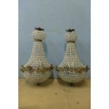 A pair of French Empire style bag shaped chandeliers