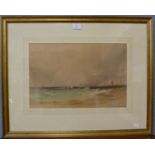 English School, coastal landscape, watercolour, indistinctly signed, 29 x 43cms, framed