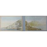 A pair of Italian coastal watercolours, circa 1800, 30 x 20cm