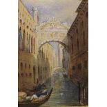 Attributed to Samuel Prout, Venice Italy, watercolour, image 16 x 10cm