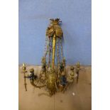 An early 20th Century French bronze and brass chandelier