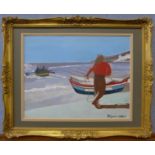 Carl Wagner, Portuguese Fishermen, oil on board, 32 x 41cms, framed