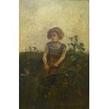 Manner of Gabriele Carelli, portrait of a girl amongst flowers, oil on canvas, early 20th Century,