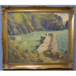 Leonard G. Kersley, Mullion Cove, Cornwall, oil on board, 50 x 60cms, framed