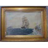 J.E. Ellis, Swedish marine landscape, oil on canvas, 29 x 44cms, framed