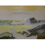 Biagio Russo (Italian), coastal landscape, oil on canvas, 51 x 69cms, unframed