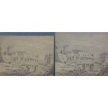 Rome circa 1800, pair of watercolours, Italy Colosseum and Roman Forum, unsigned 20 x 28cm