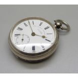 A silver lever pocket watch, Watts, Nottingham