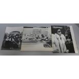 The Beatles related press photos of Yoko Ono x2 and a press photo of George Harrison, John Lennon