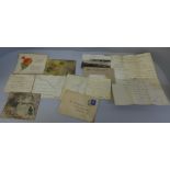 A collection of WWI period correspondence including love letters, etc.