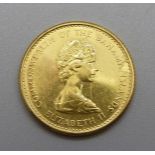 A 1971 Bahamas twenty dollars gold coin, 22ct gold, marked 917, 8g