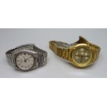 A Seiko Chronograph wristwatch, the case back inscribed S.A. v England 1995/96, and a Seiko quartz
