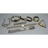 A collection of wristwatches and straps including Rona, Seiko, etc.